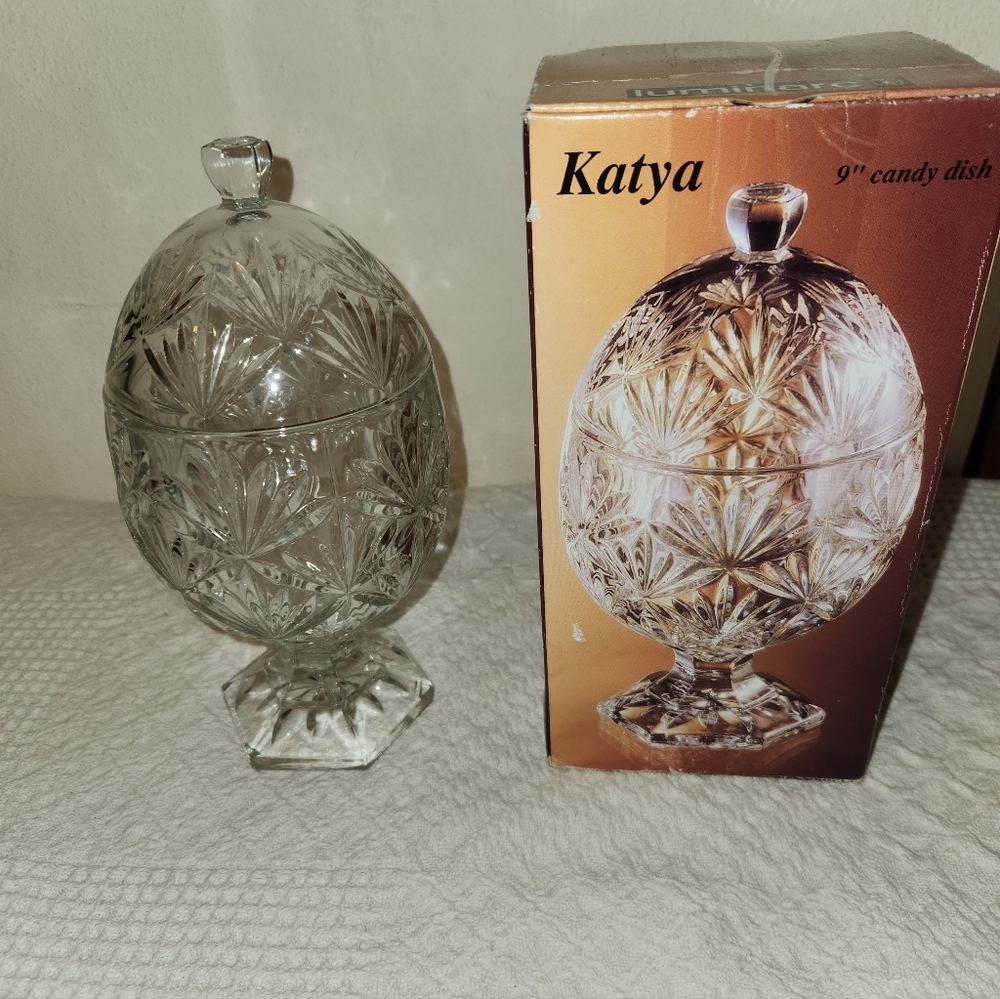 Katya Vintage 9 Inch Candy Dish Glass 90s Y2k